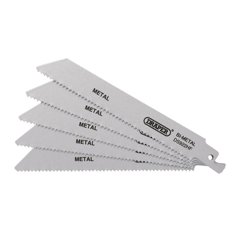 Draper Bi-metal Reciprocating Saw Blades for Metal, 150mm, 10tpi (Pack of 5) Draper - Dynamic Drive