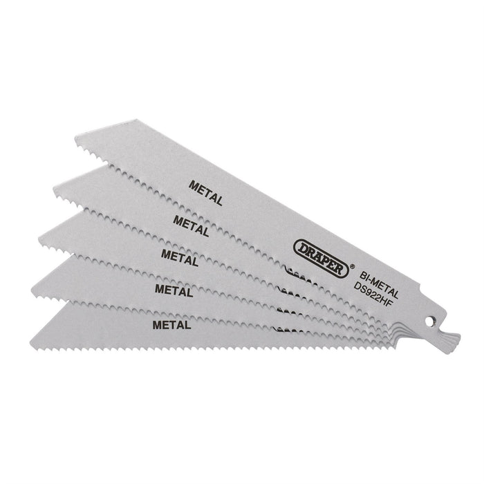 Draper Bi-metal Reciprocating Saw Blades for Metal, 150mm, 10tpi (Pack of 5) Draper - Dynamic Drive