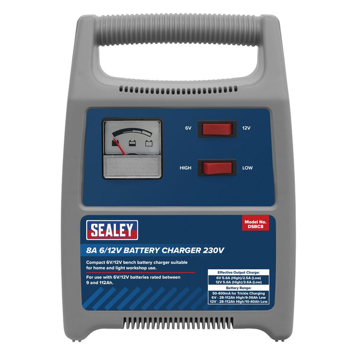 Sealey DSBC8 Battery Charger 6/12V 8Amp 230V Automatic Car / Bike / Van 9-112Ah Sealey  - Dynamic Drive