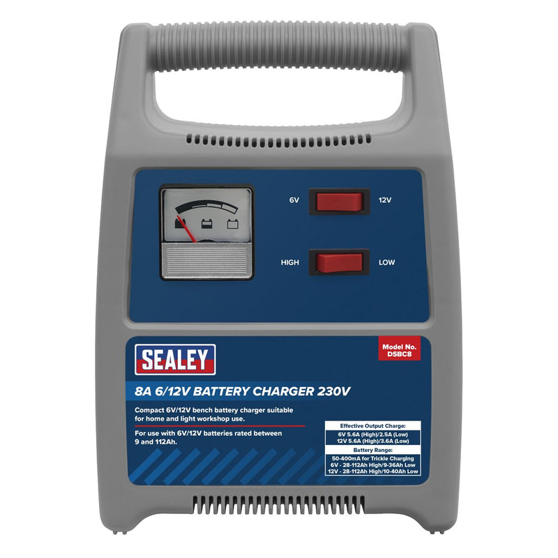 Sealey Battery Charger 8A 6/12V 230V DSBC8 Sealey - Dynamic Drive