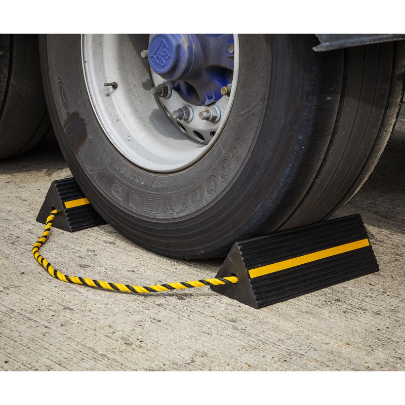 Sealey Heavy-Duty Rubber Wheel Chocks Pair WC11 Sealey  - Dynamic Drive