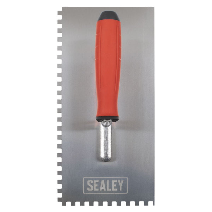 Sealey Stainless Steel 6mm Notched Trowel with Rubber Handle 270mm T7806 Sealey - Dynamic Drive