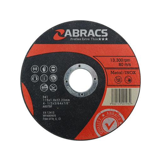 Connect Abracs Extra Thin Flat Cutting Discs 115mm x 1.0mm 100pc 32069 Tool Connection - Dynamic Drive