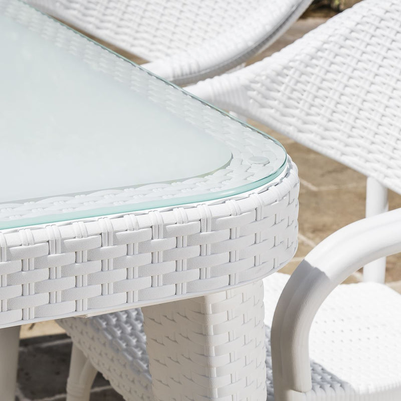 Dellonda Dining Tables with Tempered Glass Top 150 x 90 x 76cm - Ivory White Dellonda - Dynamic Drive