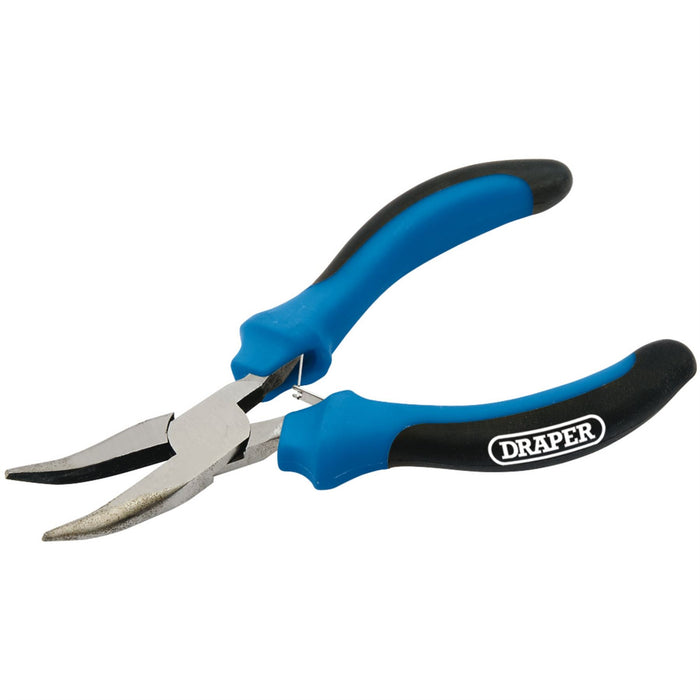 Draper Soft Grip Bent Nose Mini Pliers, 125mm 12540 Draper - Dynamic Drive