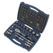 Sealey Premier 26pc 1/2" Drive WallDrive Metric Socket Set 8-32mm Ratchet Handle Sealey  - Dynamic Drive