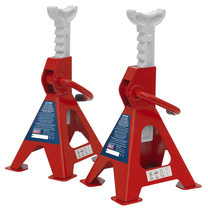 Sealey Axle Stands (Pair) 2tonne Capacity per Stand Ratchet Type VS2002 Sealey  - Dynamic Drive