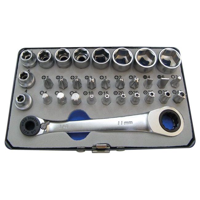Laser Socket and Bit Set 1/4"D 31pc 6717 Laser - Dynamic Drive