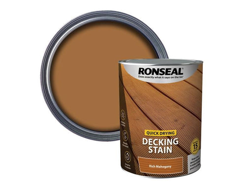 Ronseal Quick Drying Decking Stain Rich Mahogany 5 litre Ronseal - Dynamic Drive
