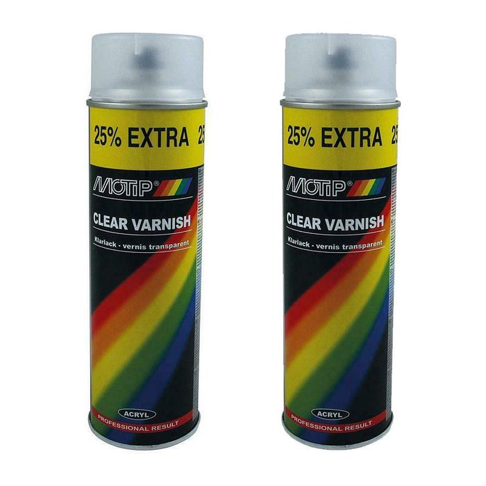 Motip Clear Gloss Lacquer / Varnish 500ml x 2 cans - Aerosol Car Furniture Spray Motip  - Dynamic Drive