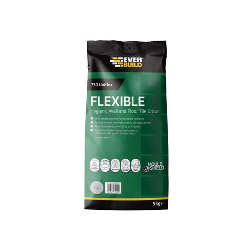 Everbuild Sika 730 Uniflex Hygienic Tile Grout Grey 5kg Everbuild Sika - Dynamic Drive