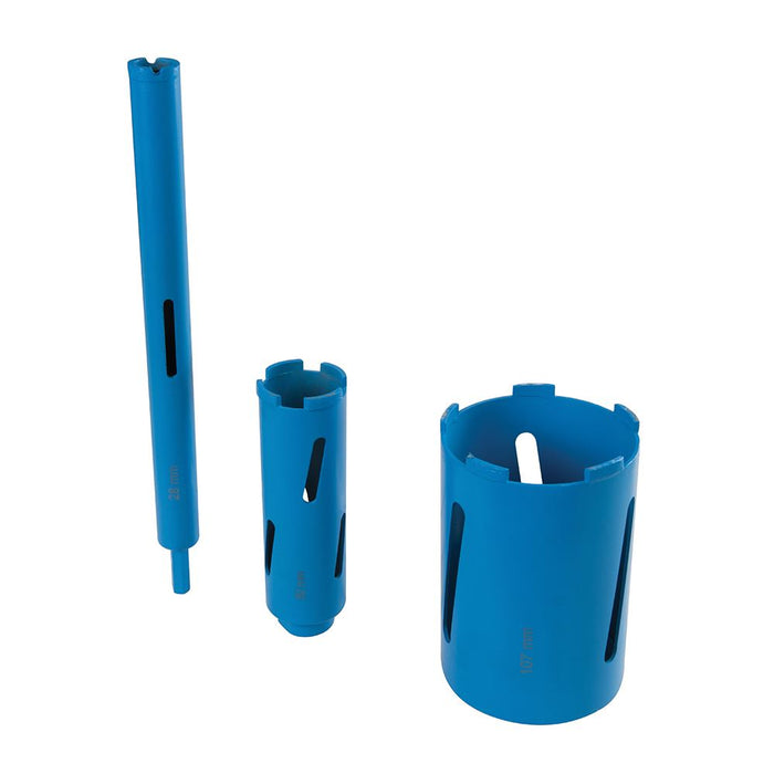 Silverline Diamond Core Drill Kit 3-Core 7pce 28, 52 & 107mm 868543 Silverline  - Dynamic Drive