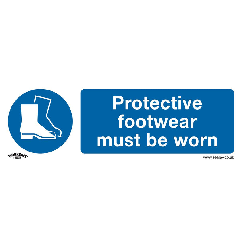 Sealey Mandatory Safety Sign Protective Footwear Must Be Worn Self-Adhesive Viny Sealey - Dynamic Drive