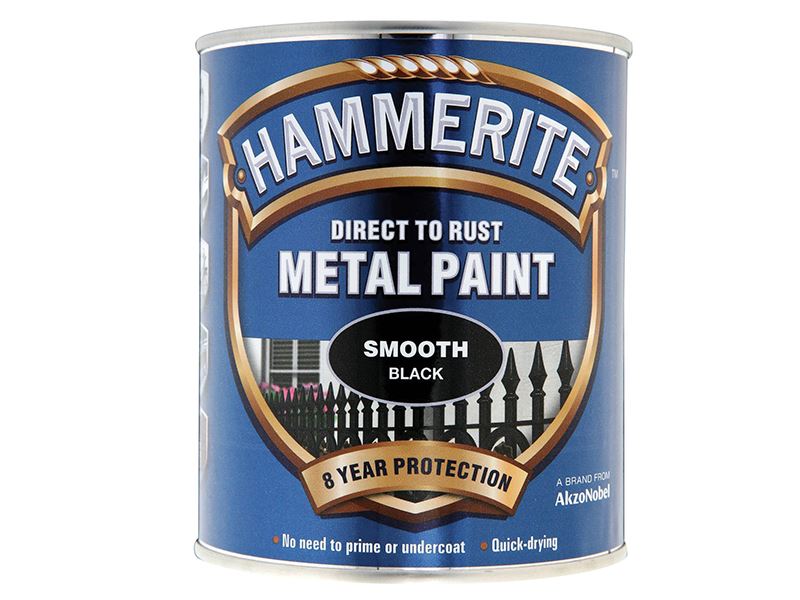 Hammerite Direct to Rust Smooth Finish Metal Paint Black 750ml Hammerite - Dynamic Drive