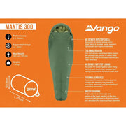 Vango Mantis 300 Sleeping Bag Pine Green Vango - Dynamic Drive