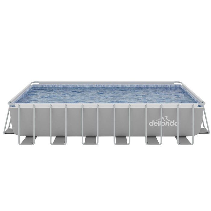 Dellonda Steel Frame Rectangular Swimming Pool - Step Ladder & Filter Pump 25ft Dellonda - Dynamic Drive