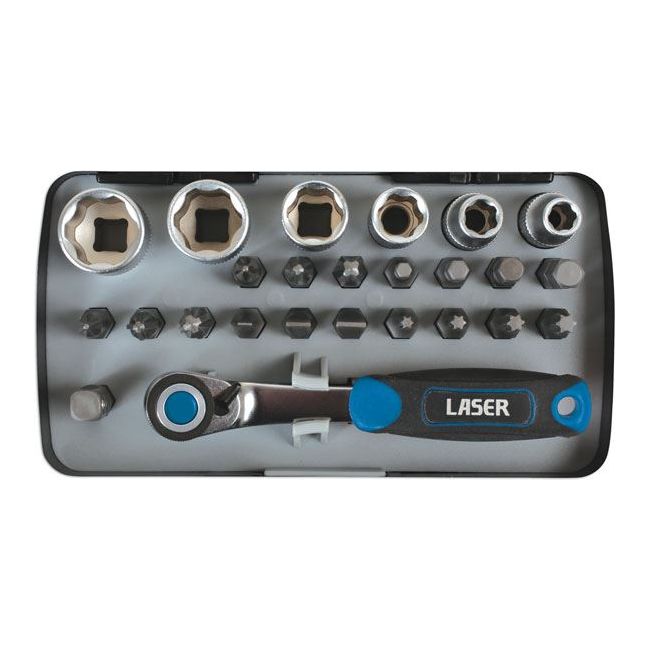 Laser Socket and Bit Set 1/4"D 26pc 6555 Laser - Dynamic Drive