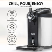 Baridi 5L Mini Keg Draft Beer Dispenser Tap 4C Integrated Cooling Baridi  - Dynamic Drive