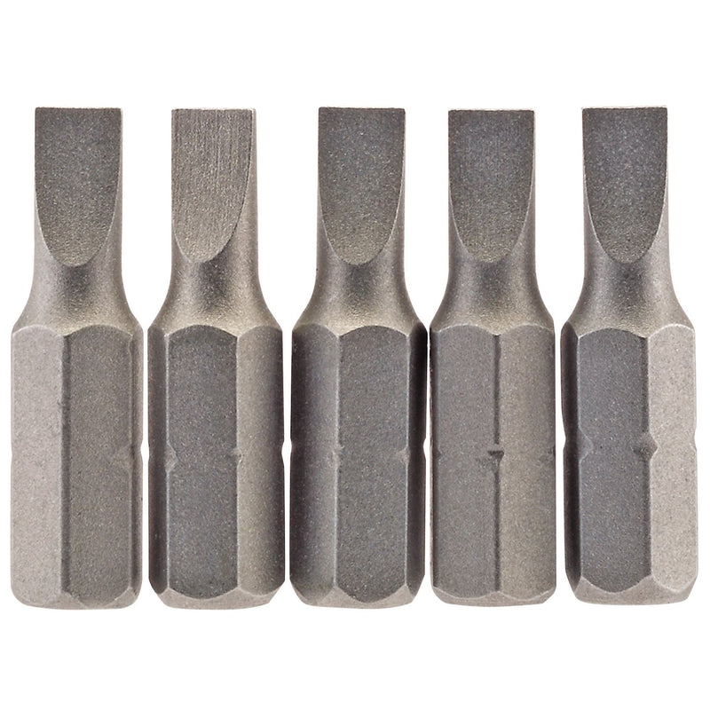 Draper Plain Slot Insert Bit, 4.5 mm, 1/4" Hex, 25mm Long (Pack of 5) 64008 Draper - Dynamic Drive