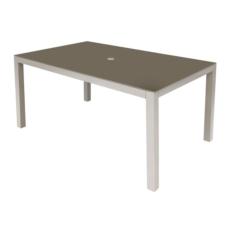 Dellonda Aluminium Garden Dining Table with Tempered Glass & Parasol Hole Dellonda - Dynamic Drive