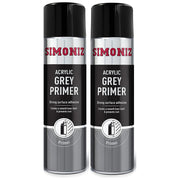 2x Simoniz Large Grey Primer Acrylic Aerosol Auto Car Spray Paint 500ml SIMP11D SIMONIZ  - Dynamic Drive