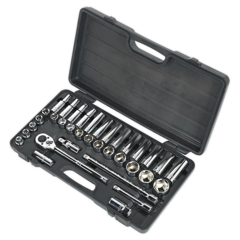 Siegen by Sealey Socket Set 35Pc 1/2Inchsq Drive 6Pt Walldrive Metric Siegen by Sealey - Dynamic Drive