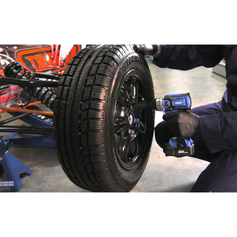 Draper D20 20V Brushless Impact Wrench, 1/2" Sq. Dr., 250Nm, 2 x 2.0Ah Batteries Draper - Dynamic Drive