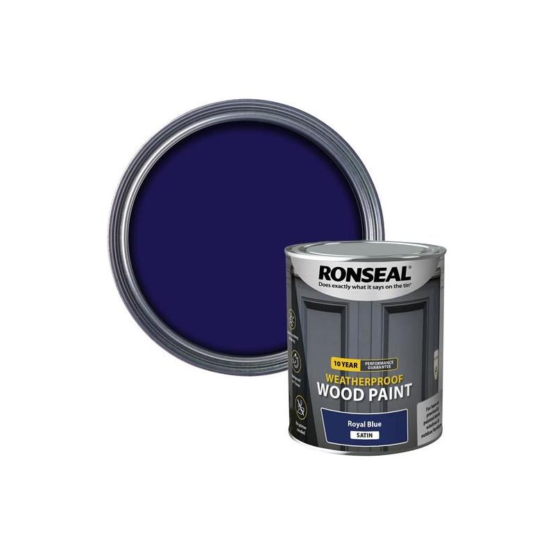Ronseal 10 Year Weatherproof Wood Paint Royal Blue Satin 750ml Ronseal - Dynamic Drive