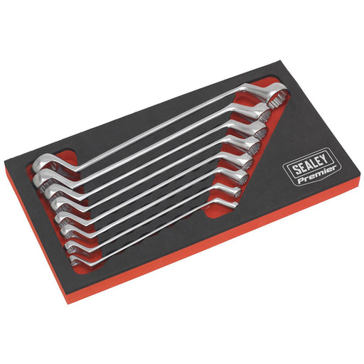 Sealey Premier 8pc Cold Stamped Offset Double End Ring Spanner Set Metric 6-22mm Sealey  - Dynamic Drive