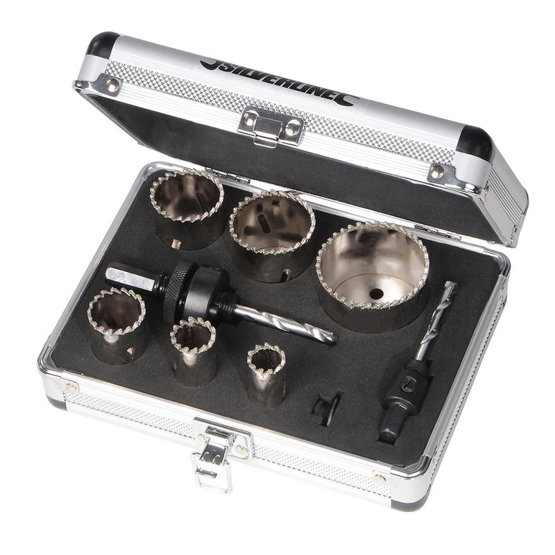 Silverline Diamond Grit Holesaw Kit 11pce 19 - 57mm Dia 868779 Silverline  - Dynamic Drive