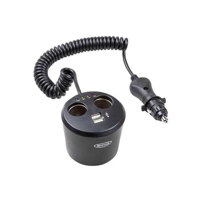 Ring RMS10 12V 120W In Car lighter Twin Can Multisocket Twin USB Sockets Single Ring Automotive - Dynamic Drive