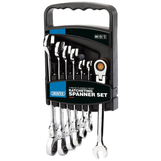Draper HI-TORQ Metric Flexible Head Ratcheting Combination Spanner Set (7 Piece) Draper - Dynamic Drive
