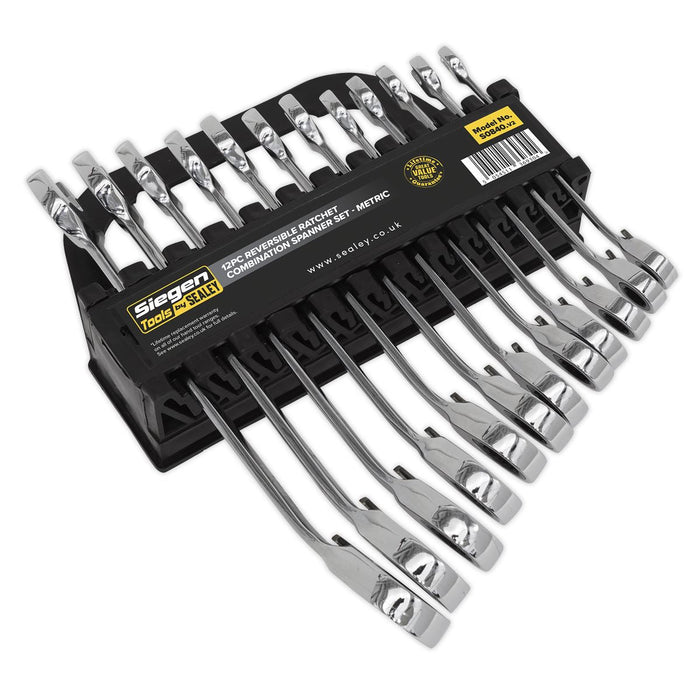 Sealey Reversible Ratchet Combination Spanner Set 12pc Metric S0840 Siegen by Sealey - Dynamic Drive
