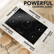 Baridi Integrated Induction Hob with 5 Cooking Zones 90cm 9300W Output Baridi - Dynamic Drive