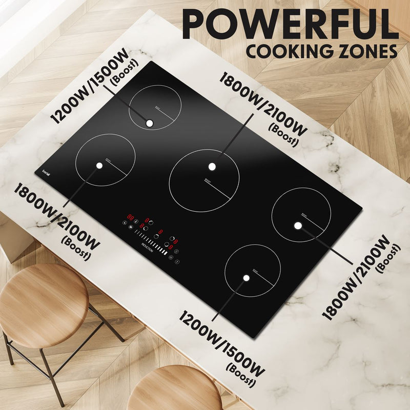 Baridi Integrated Induction Hob with 5 Cooking Zones 90cm 9300W Output Baridi - Dynamic Drive