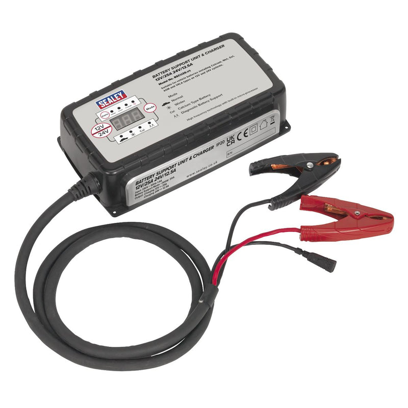 Sealey Battery Support Unit & Charger 12V-25A/24V-12.5A BSCU25 Sealey - Dynamic Drive