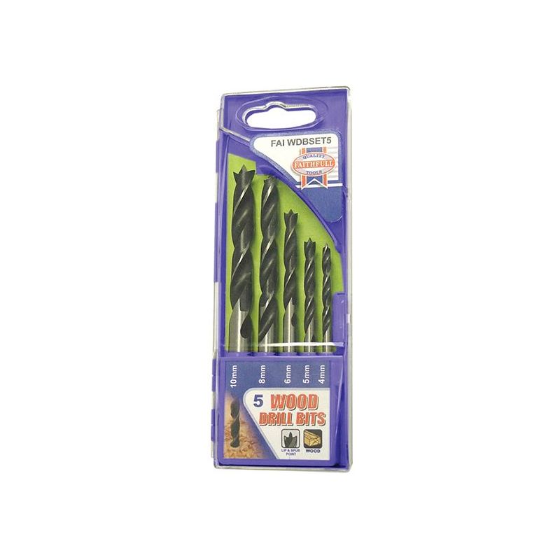 Faithfull Lip & Spur Wood Drill Bit Set, 5 Piece Faithfull - Dynamic Drive