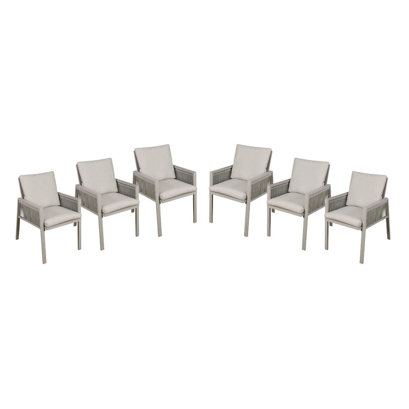 Dellonda Set of 6 Fusion Garden/Patio Dining Chairs with Armrests - Light Grey Dellonda  - Dynamic Drive