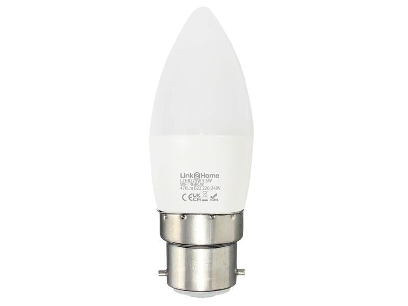 Link2Home Wi-Fi LED BC (B22) Opal Candle Dimmable Bulb, White + RGB 470 lm 5.5W Link2Home - Dynamic Drive