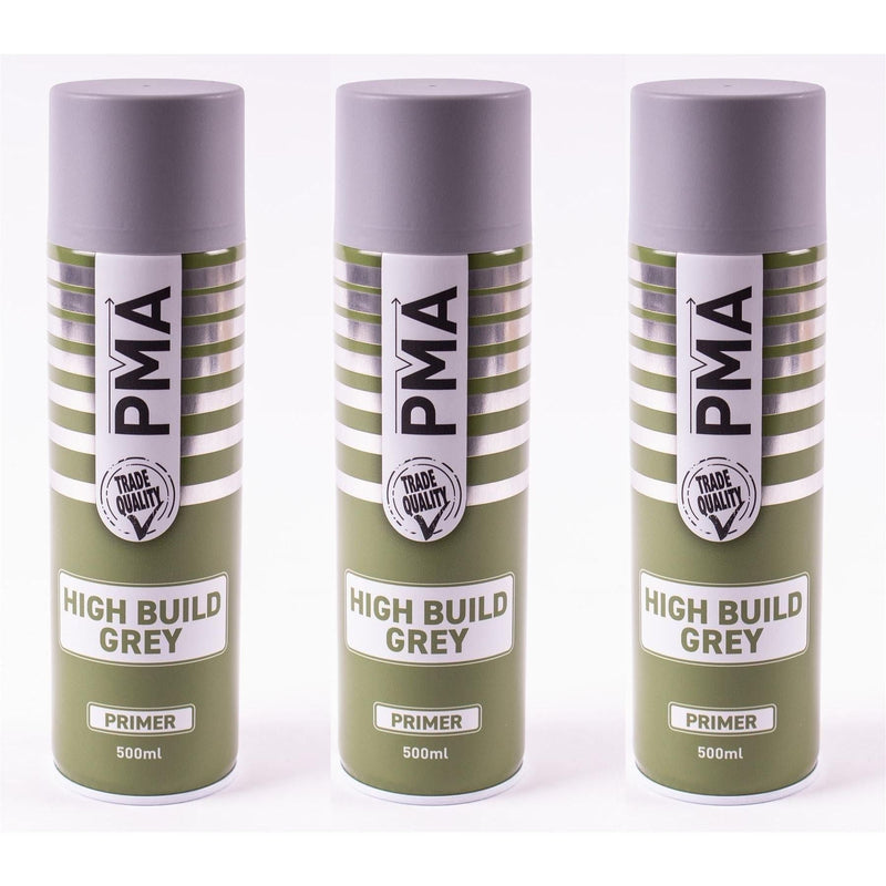 3x High Build Primer - 500ml Spray On Paint - Autotek Grey Aerosol High Coverage PMA - Dynamic Drive