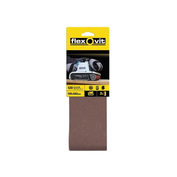 Flexovit Cloth Sanding Belt 560 x 100mm Fine 120G Pack of 2 Flexovit - Dynamic Drive