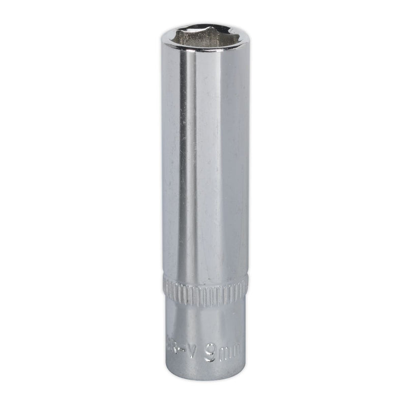 Sealey WallDrive Socket 9mm Deep 1/4"Sq Drive Fully Polished SP1409D Sealey - Dynamic Drive