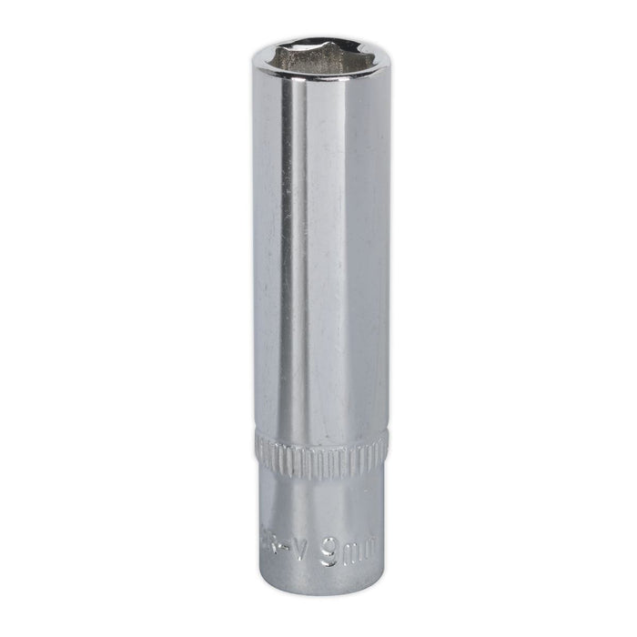 Sealey WallDrive Socket 9mm Deep 1/4"Sq Drive Fully Polished SP1409D Sealey - Dynamic Drive