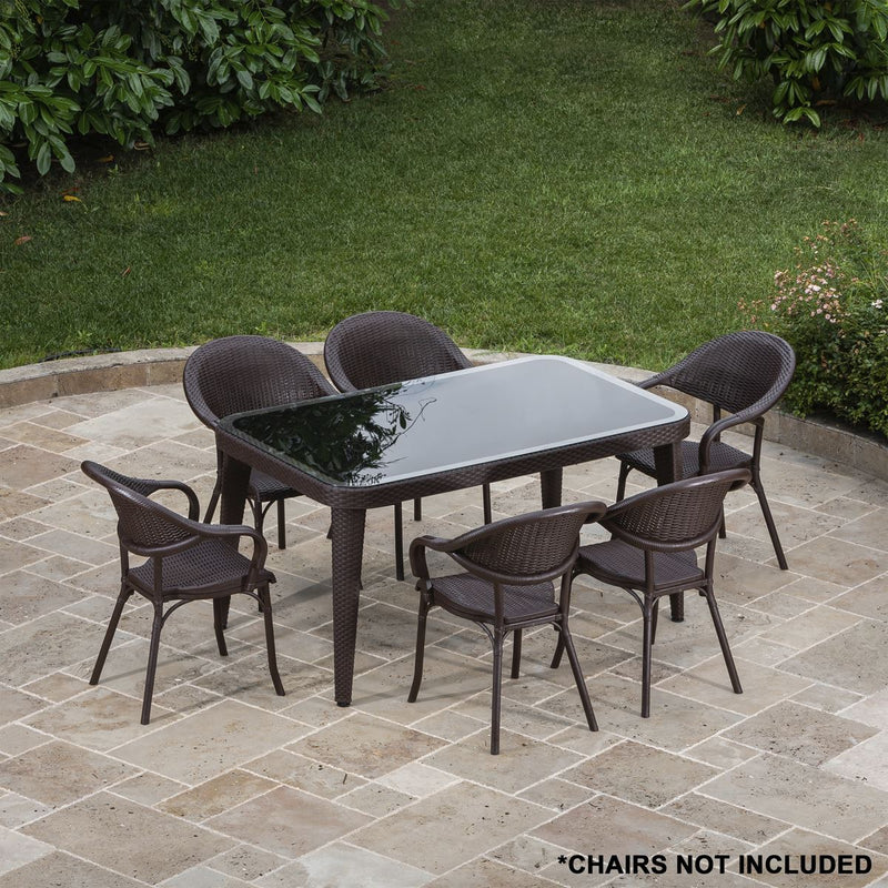 Dellonda Dining Tables with Tempered Glass Top 150 x 90 x 76cm - Dark Brown Dellonda - Dynamic Drive