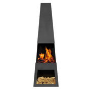 Dellonda Outdoor Chiminea Fireplace Fire Pit Heater Firewood Storage Black Steel Dellonda  - Dynamic Drive