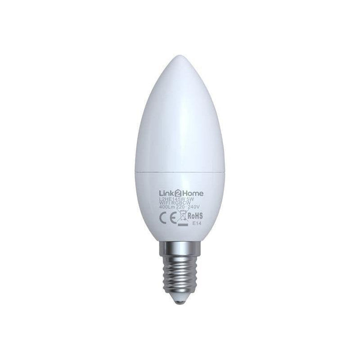 Link2Home Wi-Fi LED SES (E14) Opal Candle Dimmable Bulb, White + RGB 400 lm 5W Link2Home - Dynamic Drive