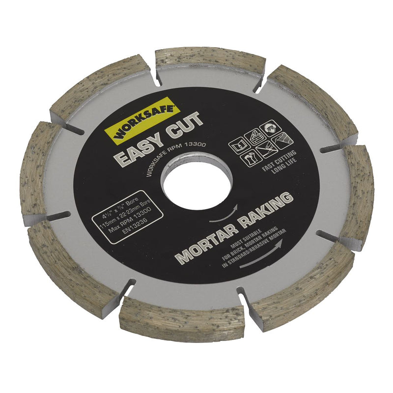 Sealey Easy Cut Diamond Blade115 x22mm Mortar Raker WDEC1156MR Sealey - Dynamic Drive