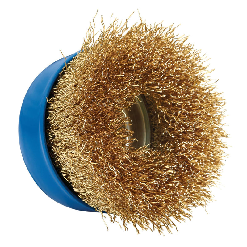 Draper Brassed Steel Crimped Wire Cup Brush, 75mm, M14 41444 Draper - Dynamic Drive