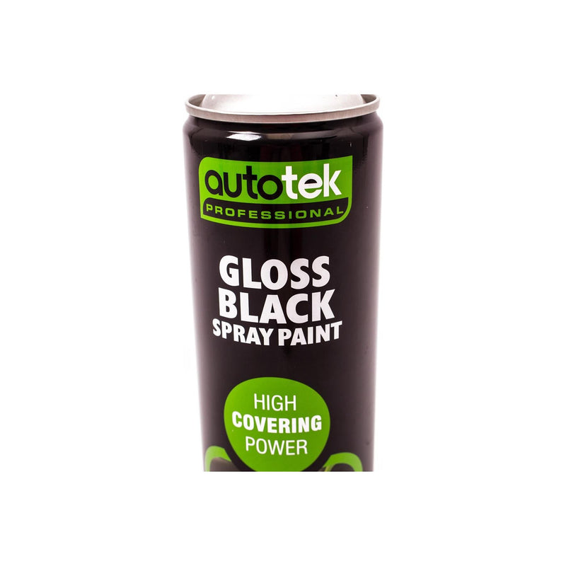 2x Autotek Professional Gloss Black 500ml Spray Paint High Coverage Autotek - Dynamic Drive