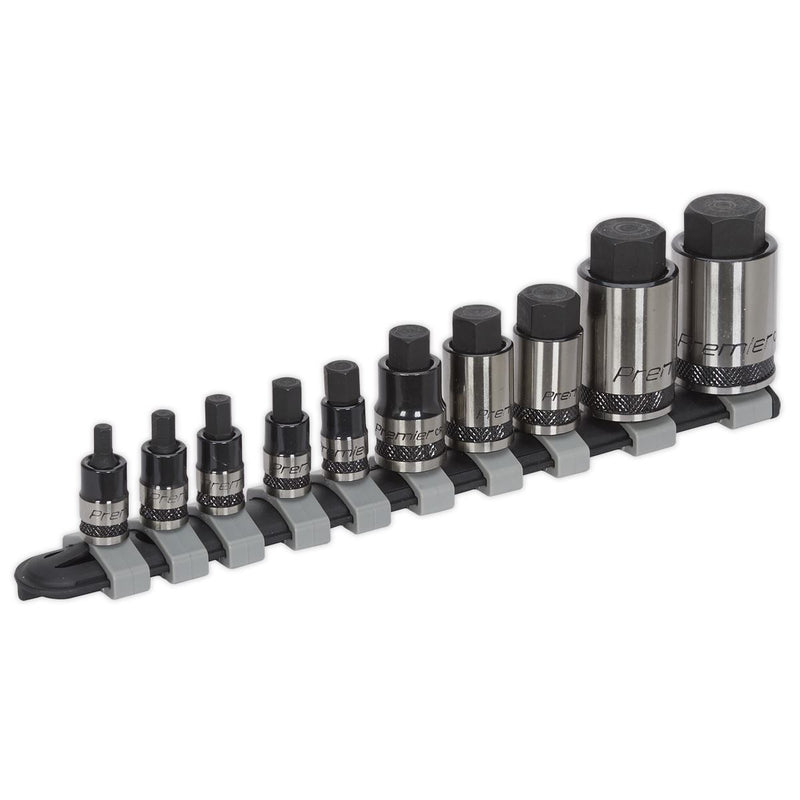 Sealey Premier Black 1/4" 3/8" 1/2" Drive Stubby Hex Socket Set 4-19mm S2 Steel Sealey  - Dynamic Drive